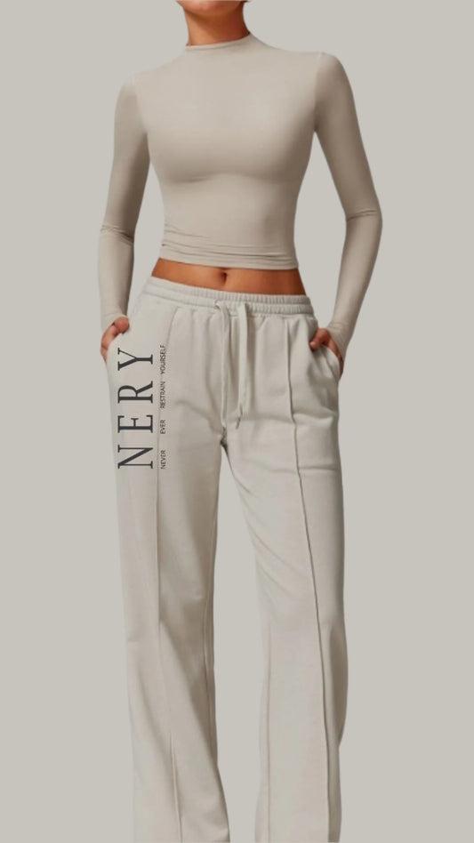 Women's Loose Fit Straight Leg Track pants with Pockets - Nery